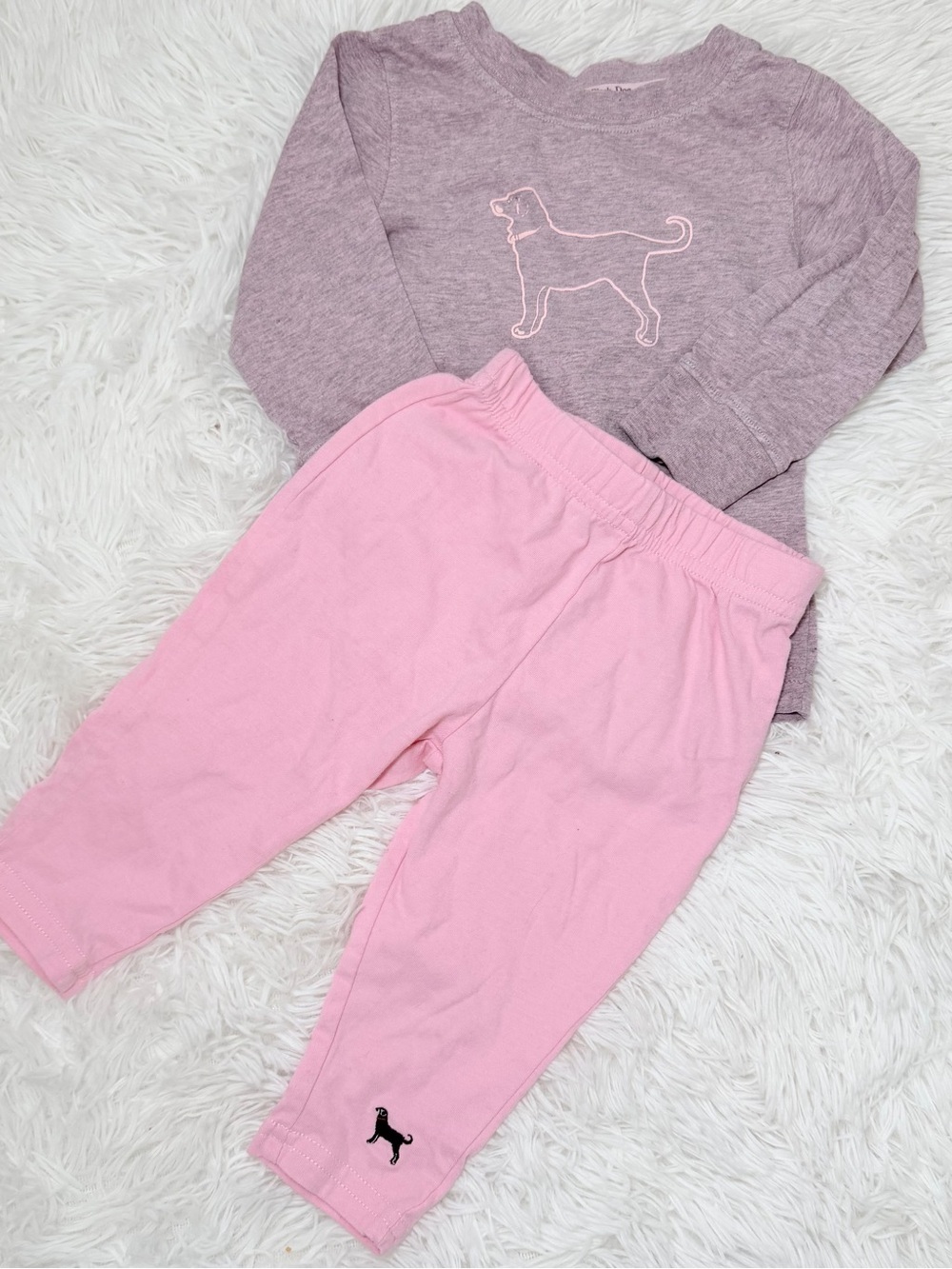 The Black Dog Pink 2 Piece Outfit Set 12M Long Sleeve Top Pants Cotton